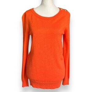 Banana Republic Orange Anchor Button Crewneck Sweater | Size Small